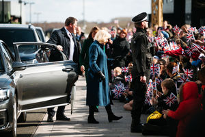 Camilla the Queen Consort, meeting with crowds outside Southwater One in Telford.