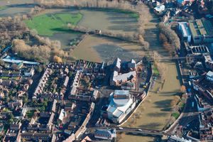 Supporting image for story: River Severn dominates aerial view of Shrewsbury