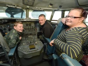 Supporting image for story: Aircraft fans clamber into cockpits at RAF Museum Cosford event 