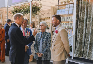 Duke of Edinburgh (left) with Alan Titchmarsh (second left) and King's Foundation Ambassador David Beckham, who was making his debut visit to the RHS Chelsea Flower Show. Photo: The King's Foundation/Courtney Louise Photography/PA Wire
