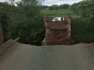 Supporting image for story: Bridge collapses near Shropshire border