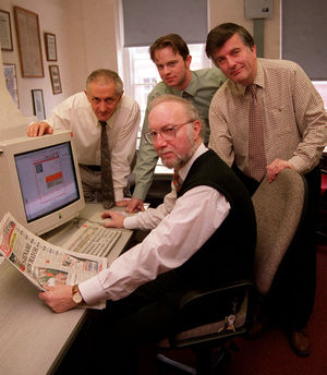 Former Bridgnorth Journal staff, Dave Walker, Paul Berry, Melvyn Morgan and Colin Northway