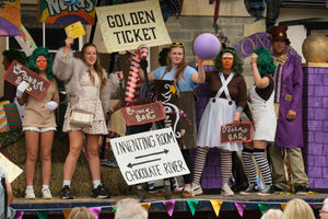 Characters on the Roald Dahl’s Charlie and the Chocolate Factory float. Image by Andy Compton