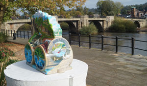 One of the train statues