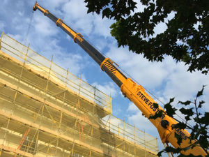 Supporting image for story: Crane delivers machinery to Ludlow Assembly Rooms