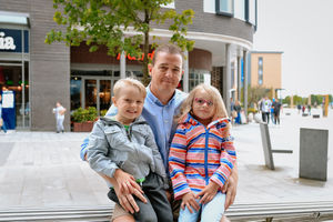 George Fenton with his children George Jr, four, and Eva-Rose, five, from Coalport
