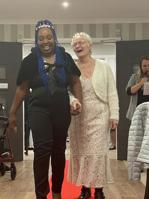 Resident and colleague at HC-One’s Foley Grange Care Home’s fashion show event