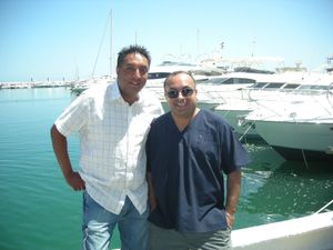 Bal (left) with Khushwant (right) in Puerto Banus. Photo: Khushwant Sidhu
