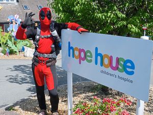 Supporting image for story: Marvel-lous hospice fundraiser as Paul dons Deadpool costume