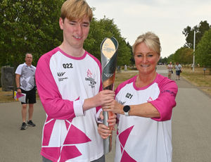 Sebbie Hall and mum Ashley at the National Arboretum  during the Queen's Baron Relay in 2022 