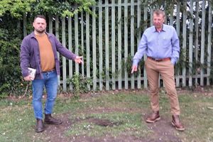Cllr Andrew Tromans and campaigner David Sheppard at the site of the new mast in Wollaston. Picture Cllr Andrew Tromans free for LDRS use