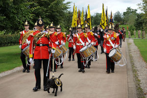 CANNOCK EXPRESS&STAR RICHARD HARRIS 050915
Watchman V and his handler Colour Sergeant Greg Hedges V lead the parade.
The Staffordshire Regiment service of re-dedication, Staffordshire regiment veterans have designed and funded a new memorial built from Staffordshire stone at the National Memorial Arboretum, Alrewas, Staffordshire.