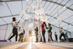 Volunteers get to grips with the Birmingham 2022 Opening Ceremony props
