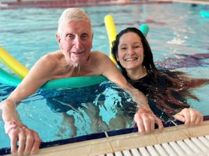 Supporting image for story: War hero still swimming 80 years after having to paddle for his life when ship was attacked