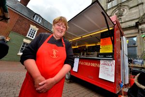 Sandra Edge had customers to serve at Jeanies Catering