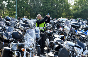 Riders taking pictures Bikes4Life annual ride out 