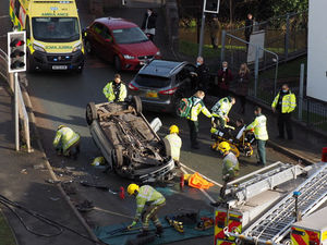 Supporting image for story: Man taken to hospital as car flips over in Wombourne crash
