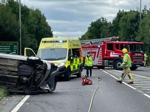 Supporting image for story: Two people injured as cars roll over in A5 crash