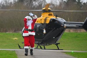 RAF Shawbury arranged for Santa to visit the PRH in a helicopter