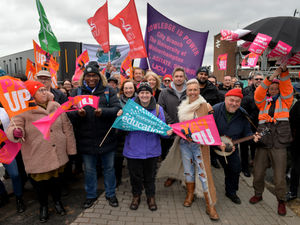 Supporting image for story: Unions gather to support striking train workers at Wolverhampton pickets