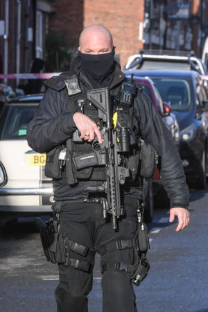 Armed police at the scene in Park Street, in Kidderminster. Image: @SnapperSK