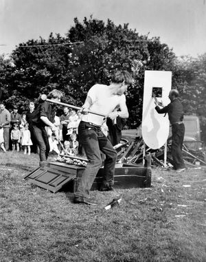 Driving tractors and smashing pianos were two of the attractions at Boningale Fair held on June 10, 1967. The caption continued: 'The fair was held on grounds opposite The Horns Inn. The highlight of the day was the tractor trials. The fair, held annually, is organised by the Horns of Boningale Club, to raise money for local charities which, for various reasons, cannot be helped by local authorities. Saturday's event, which was opened by Uncle Jim of the Wolverhampton Chronicle'