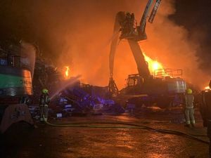 Supporting image for story: Nearly 50 firefighters tackle overnight blaze at scrapyard