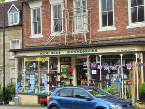 Mumfords has a lot of political pictures adorning its window. Picture: LDRS