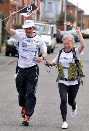 Dave and Rosemary, with the Black Country flags they are taking with them