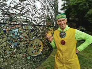 Andrew Logan with his egg