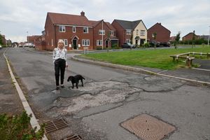 Lin Glover and Hattie the dog, showing us around the Lily Hay Estate in Shrewsbury