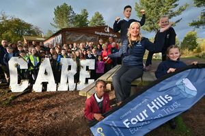 The launch of the Four Hills Education Trust took place at Haughmond Hill.
On the bench is CEO Kirsty Osman with Ayomide, Nova, Albert, and Matilda, from the trust's difference schools.