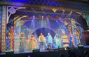 Stafford Gatehouse Theatre's cast on stage at the end of the Sleeping Beauty panto.