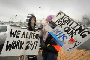 Junior doctors on strike outside Russells Hall Hospital, Dudley