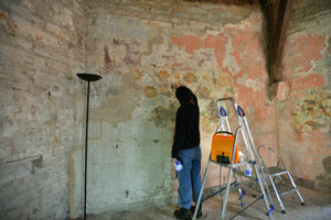 Joanna Pucci working on the church