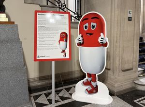 Mascot 'Andi Biotic' in Walsall Council House.