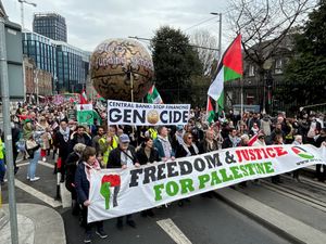 People participate in a pro-Palestine rally in Dublin