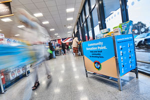 The community donation points are visible inside each Aldi store