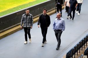 Ryan Mason at The Hawthorns alongside Mark Miles and Andrew Nestor (Photo by Adam Fradgley/West Bromwich Albion FC via Getty Images)