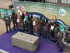 Supporting image for story: Hamas hands over three more Israeli hostages for dozens of Palestinian prisoners