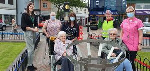 The Mayor of Hednesford Councillor Kathryn Downs joins a group in seeing the beacon before it was lit for the Queen's Platinum Jubilee