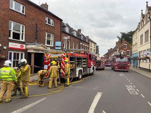 mergency services at the scene of the fire. Photo: Market Drayton Fire Station.