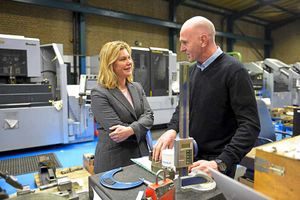Justine Greening with managing director Mark Wingfield
