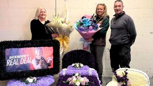 Walsall Business Support Board Member, Angela Henderson, with Sophie and Mauro Menchini of Entwined Flowers