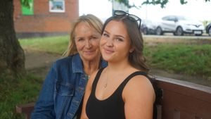 Tom Jones' mum Vicki (left) and Ellie