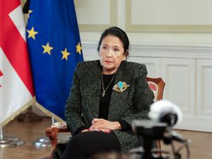 Supporting image for story: Georgia’s President urges West to back protests against governing party