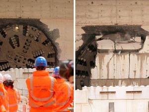 Supporting image for story: Dramatic moment massive 410ft boring machine breaks through HS2 Birmingham tunnel