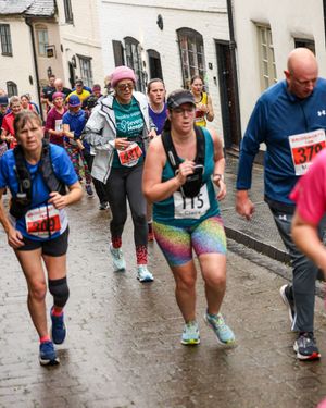 Runners make their way up Cartway shortly after the start of last year's race.