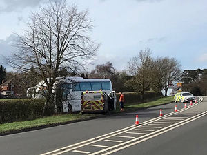 Supporting image for story: Coach crashes into hedge near Market Drayton