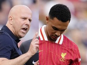 Composite image of Arne Slot and Trent Alexander-Arnold